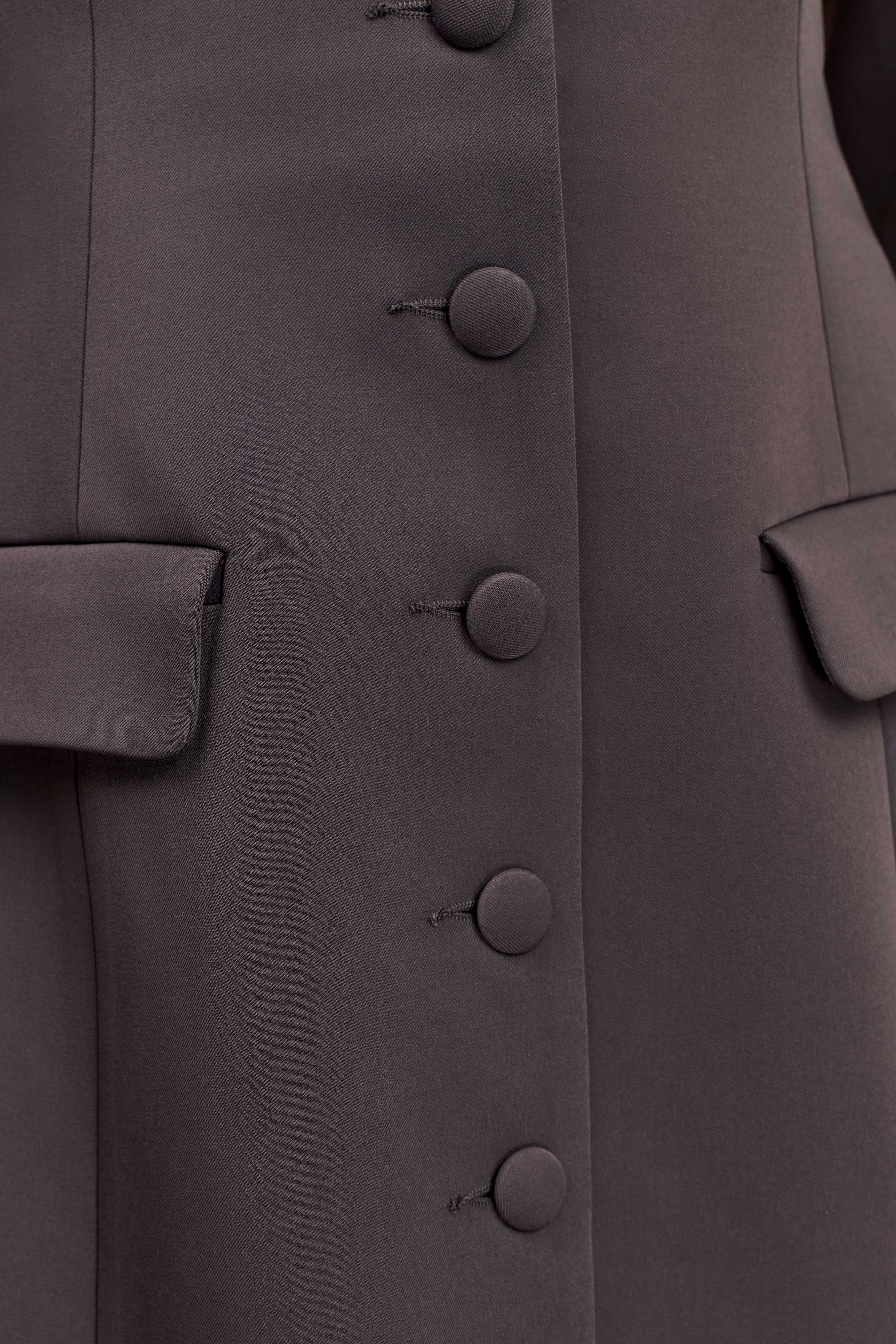 Jolie Boat Neck Suiting Mini Dress - Charcoal Grey、mySite、solidvoid