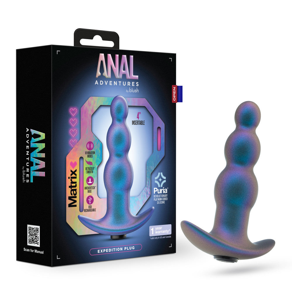 Anal Adventures Matrix By Blush® | Expedition - Vibrating Anal Plug With AnchorTech™ Base -Lunar Blue、mySite、bottomscart