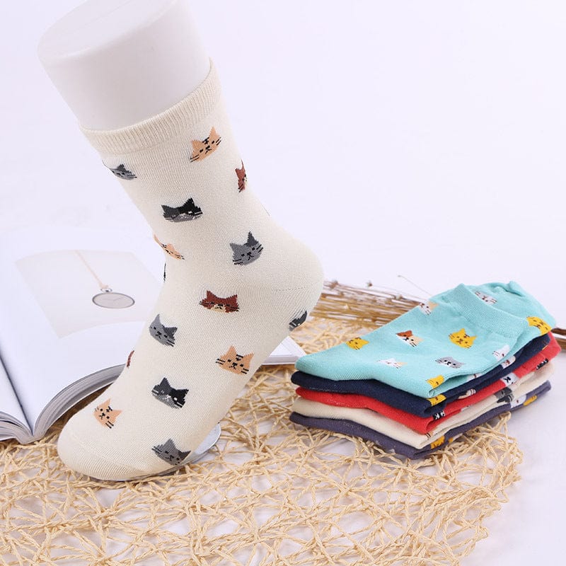 Cat Crew Socks-Cute Kitty Cat Socks in 5 Colors!、mySite、g9winljtr