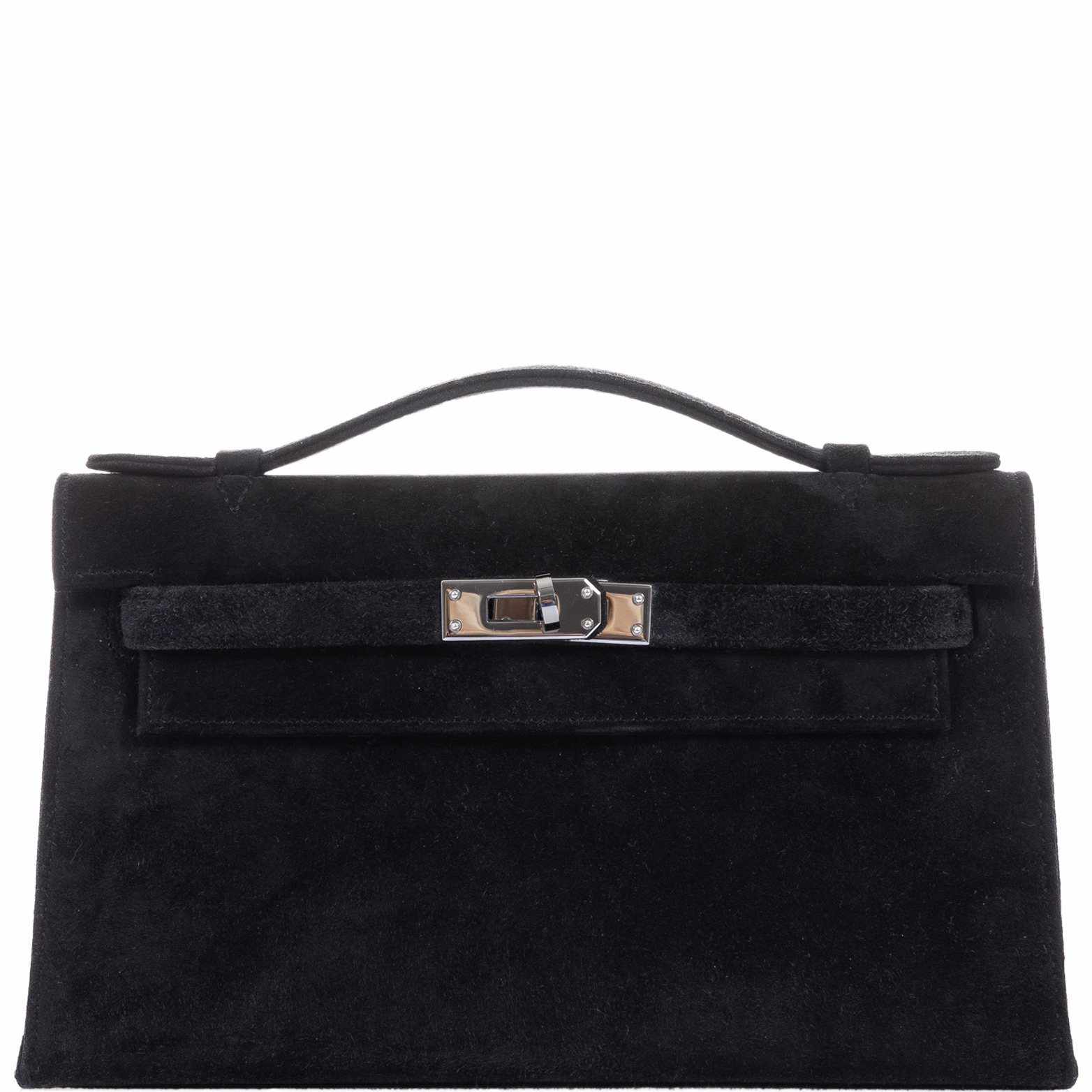 Hermès Kelly Doblis Mini Pochette Black Veau Suede Palladium Hardware、mySite、garminoutage.com