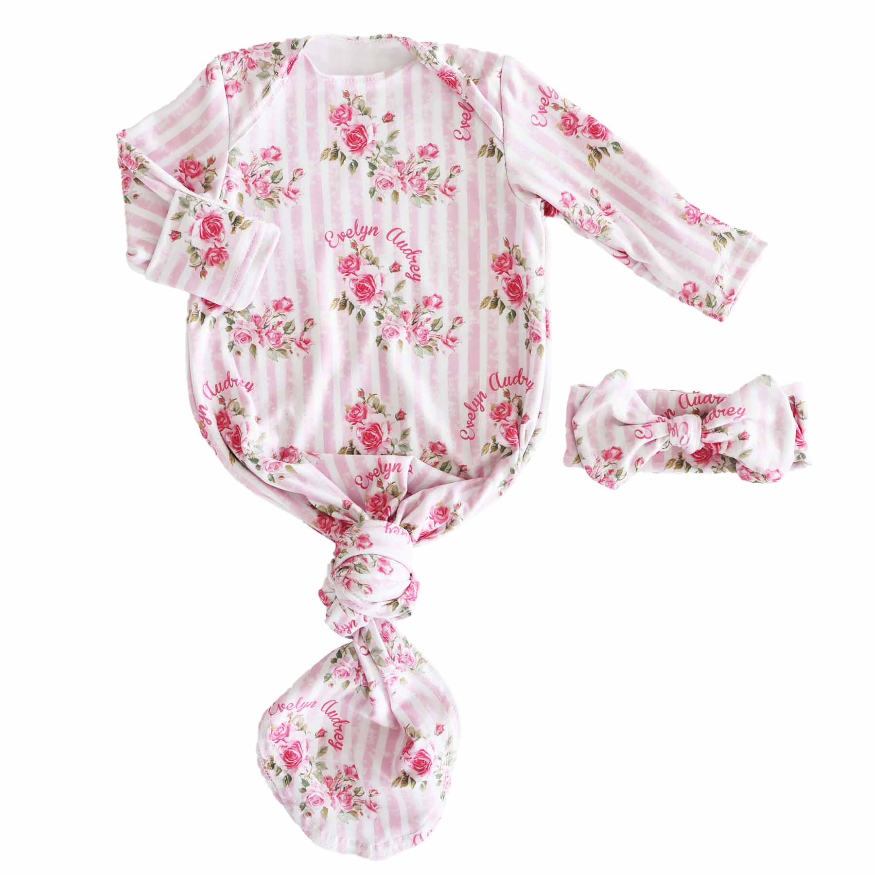  Shabby Chic Personalized Newborn Baby Knot Gown、mySite、layawaytickets