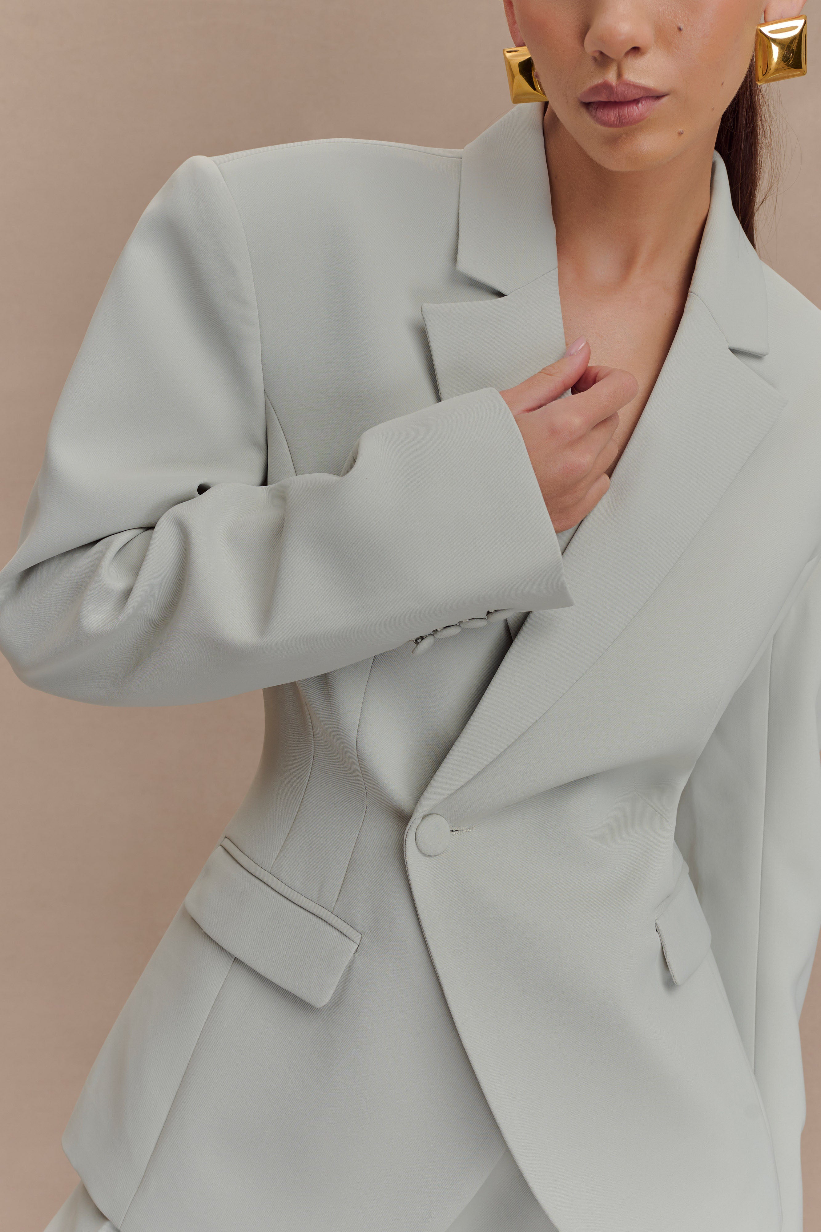 Jameson Cinched Suiting Blazer - Light Sage、mySite、solidvoid