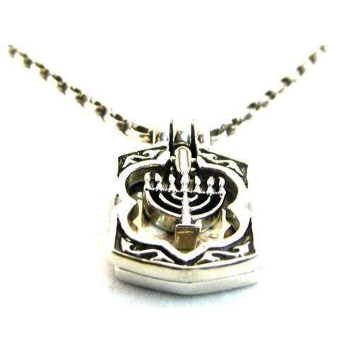 Michael Bromberg Sterling Silver Menorah in Motion Photo Locket Necklace、mySite、topwebapps
