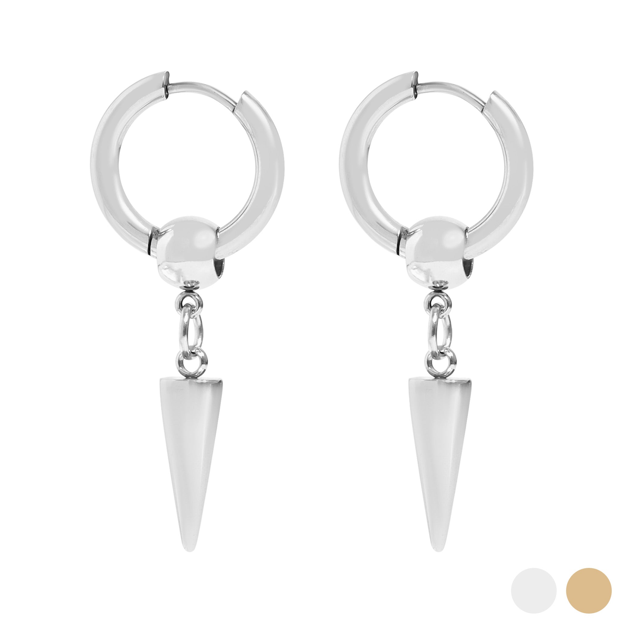 18K Gold PVD Stainless Steel Spike Pendant Hoop Earrings / ERJ0036、mySite、dreamappss