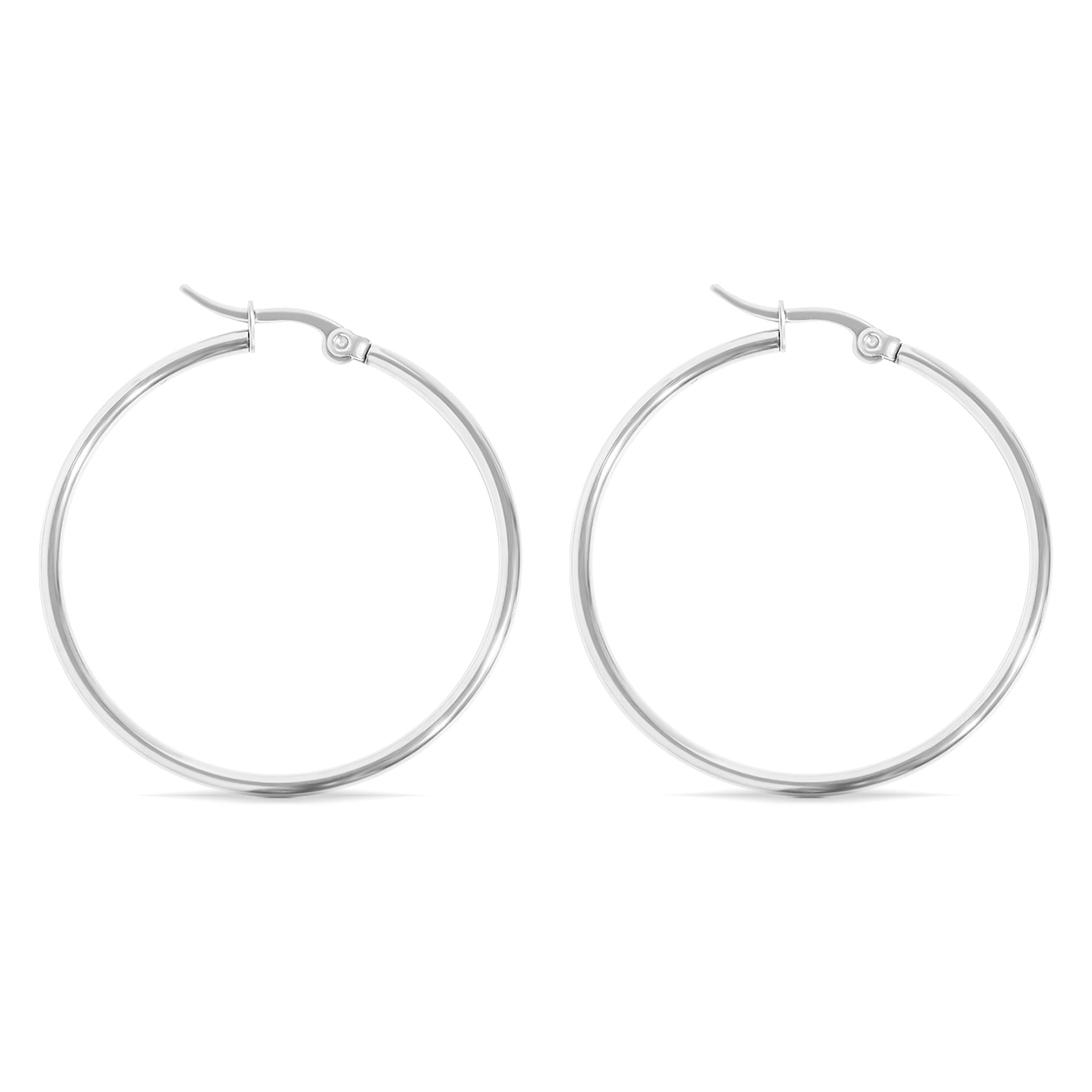 18K Gold PVD Stainless Steel Round Tube Hoop Earrings / ERJ2138、mySite、dreamappss
