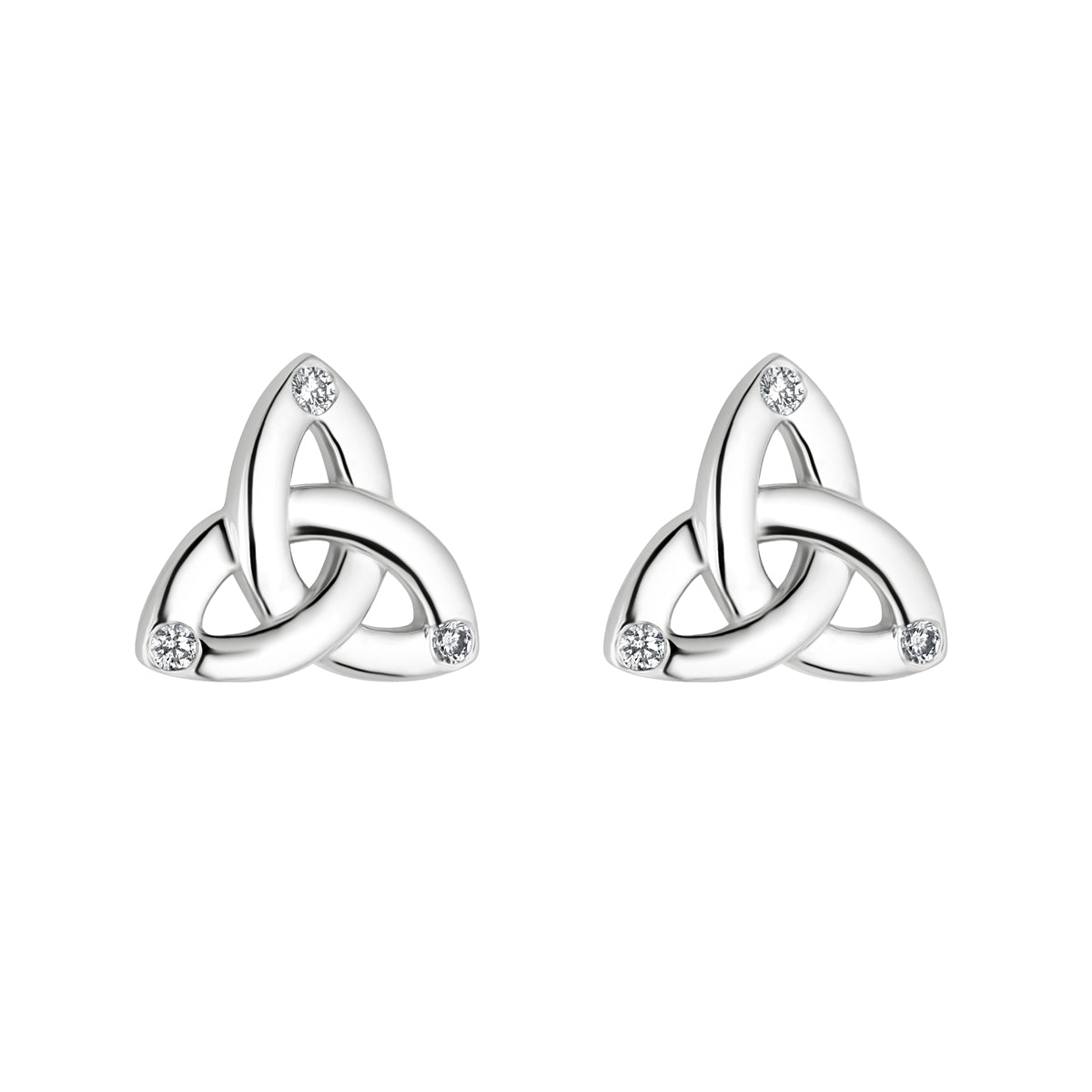White Gold Flush Set Diamond Trinity Knot Stud Earrings、mySite、botmansion