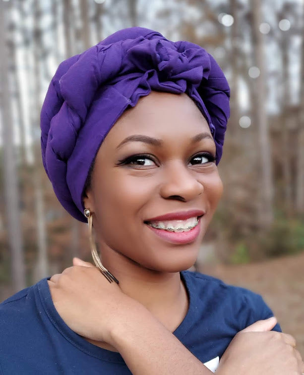 Royal Purple African Pre-tied Modu Head wrap-DP3839PT、mySite、solidvoid