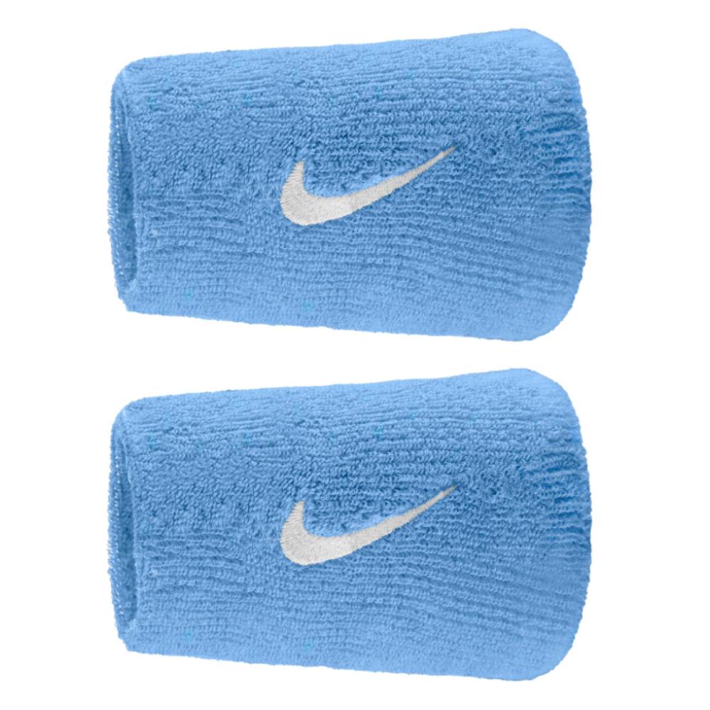 Nike Swoosh Doublewide Wristband 2 Pack (University Blue/White)