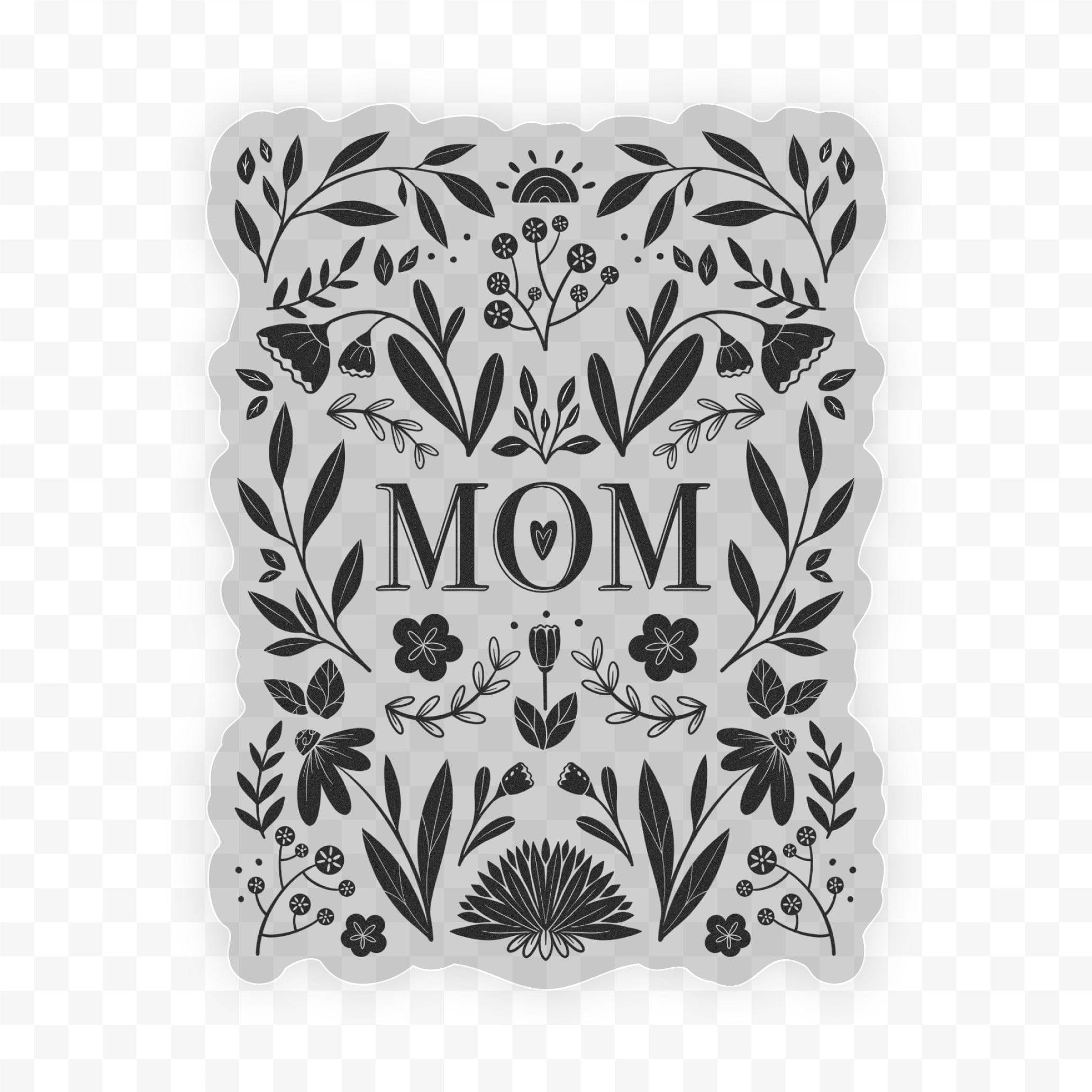  Mom Floral Clear Sticker - Black & White、mySite、ghnorth