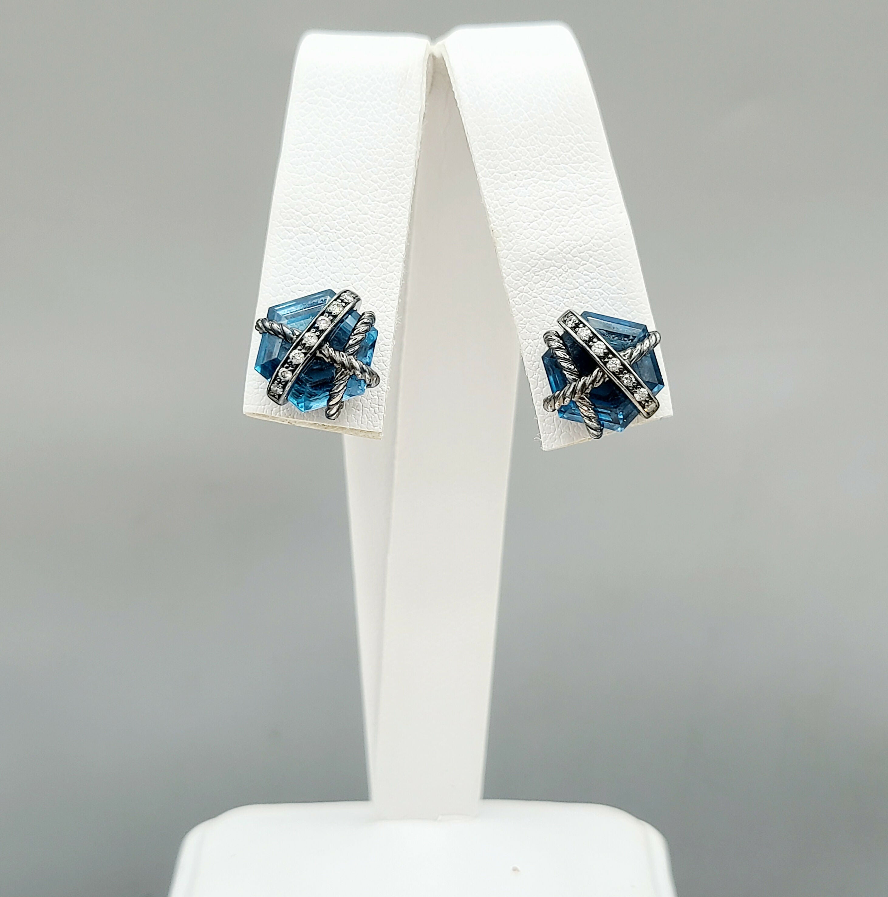 David Yurman Cable Wrap Earrings Hampton Blue Topaz、mySite、hinf8tx79