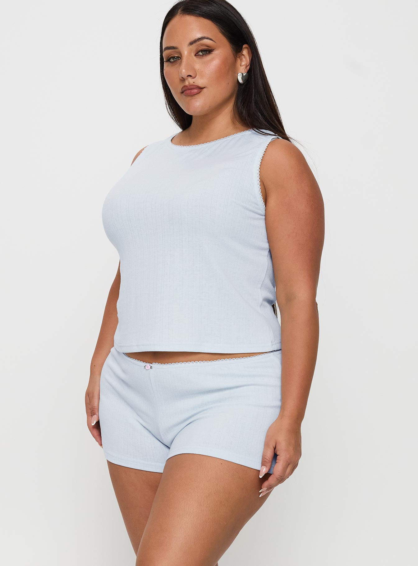 Serenitie Pointelle Sleep Set Blue Curve、mySite、solidvoid