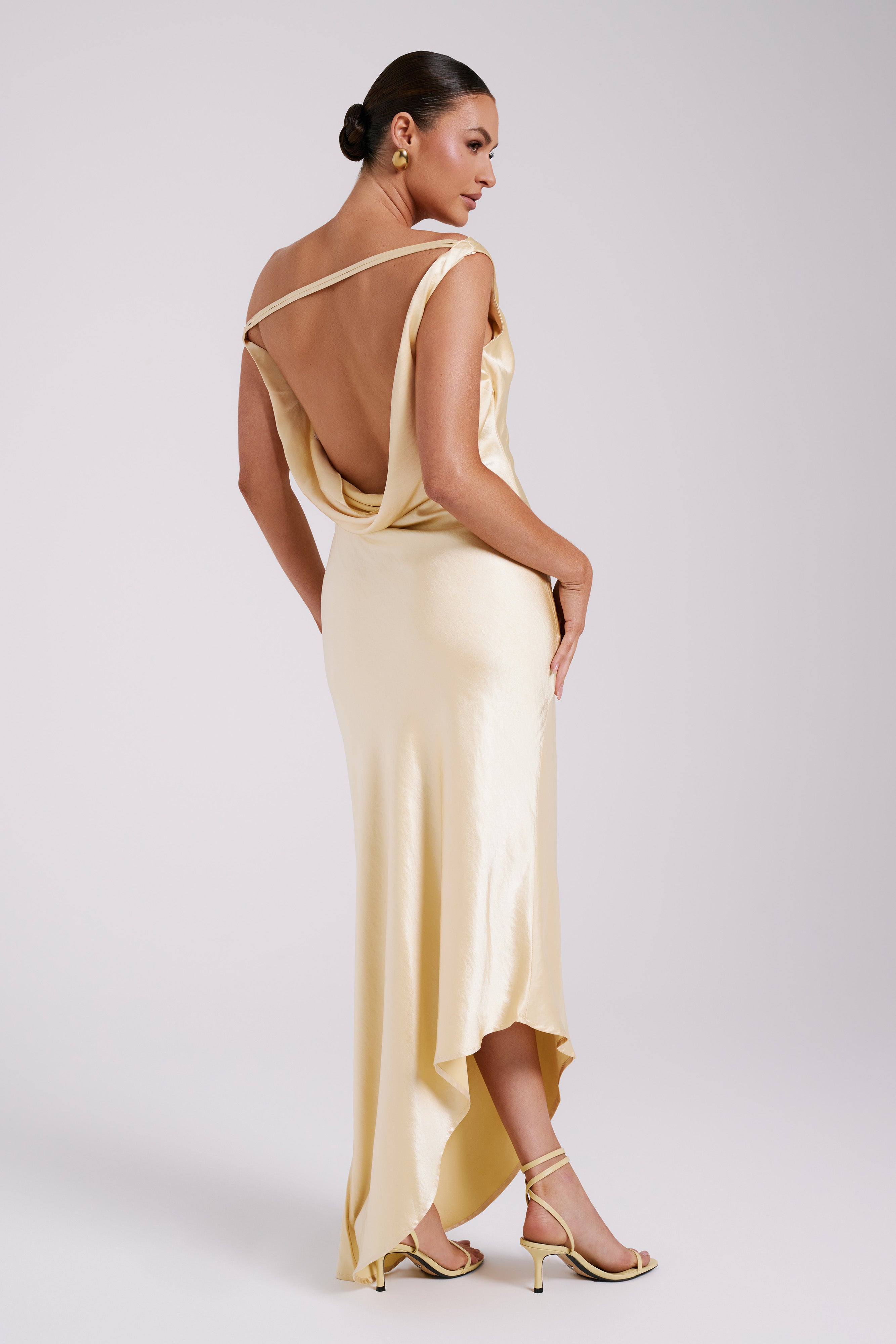 Yvette Slip Maxi Dress With Asymmetrical Hem - Butter、mySite、solidvoid