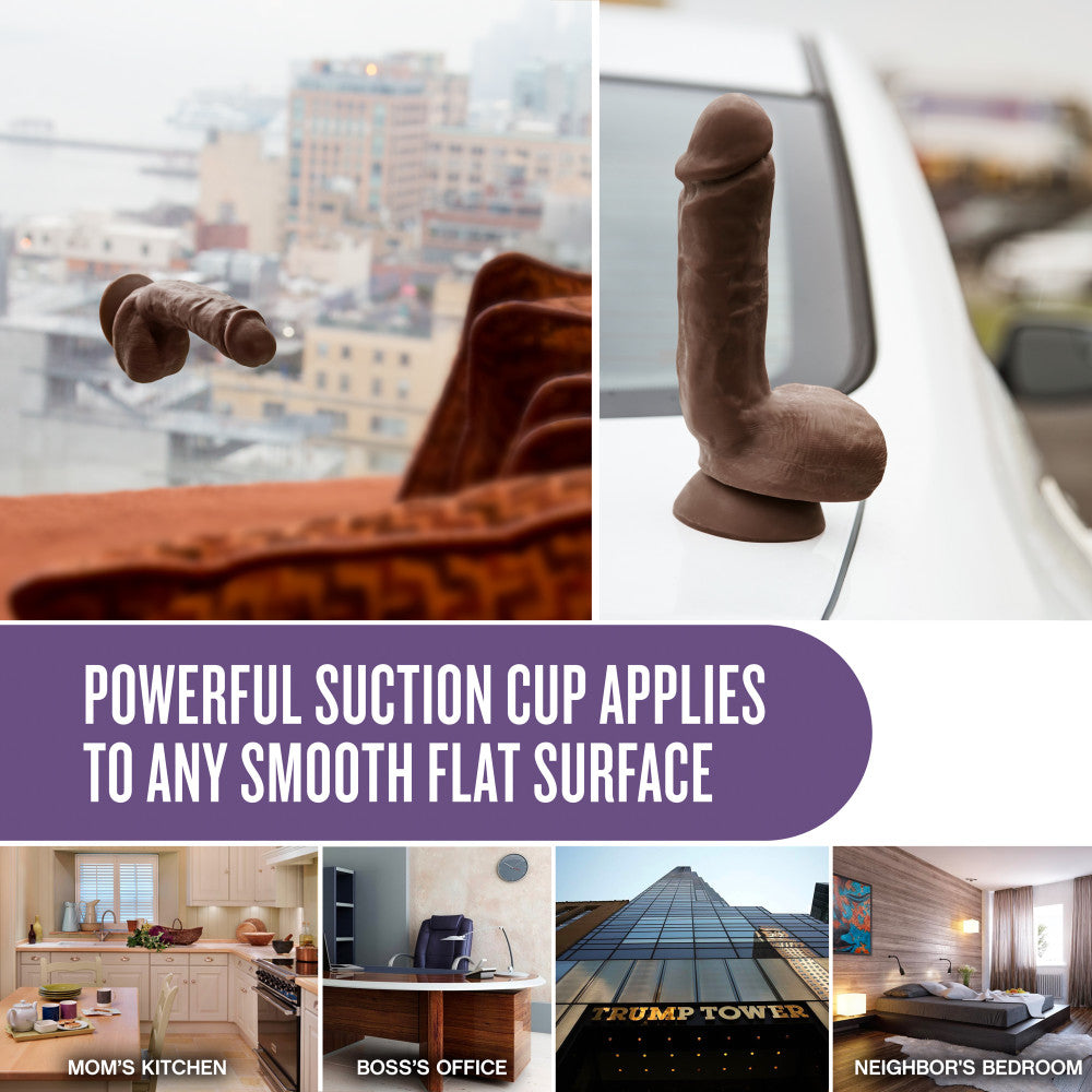 X5 By Blush® | Hard on Realistic G-Spot Brown 8.5-Inch Long Dildo With Balls & Suction Cup Base、mySite、bottomscart