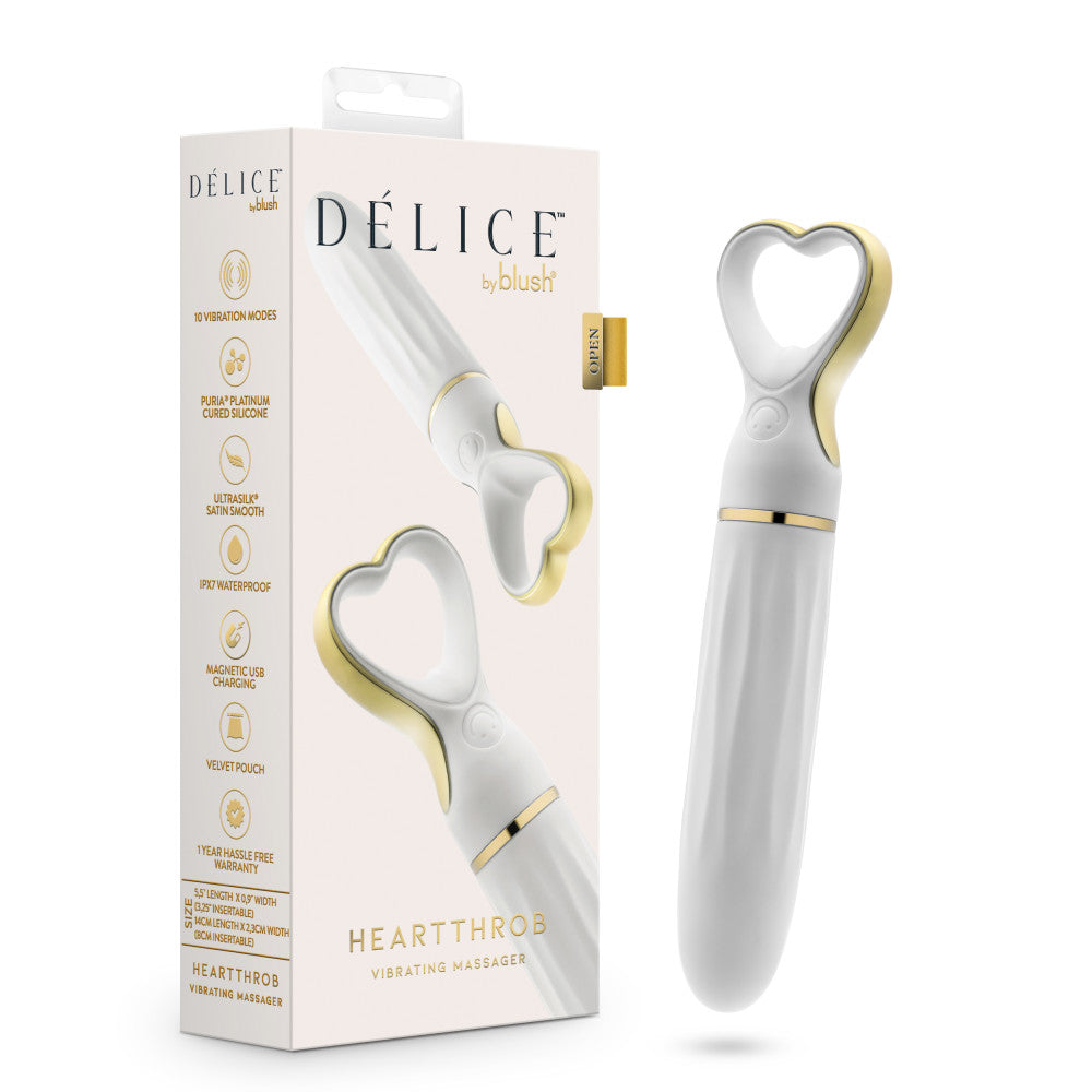 Delice™ By Blush® | Heartthrob Silicone Bullet Vibrator With Heart-Shaped Handle – White Bouquet、mySite、bottomscart