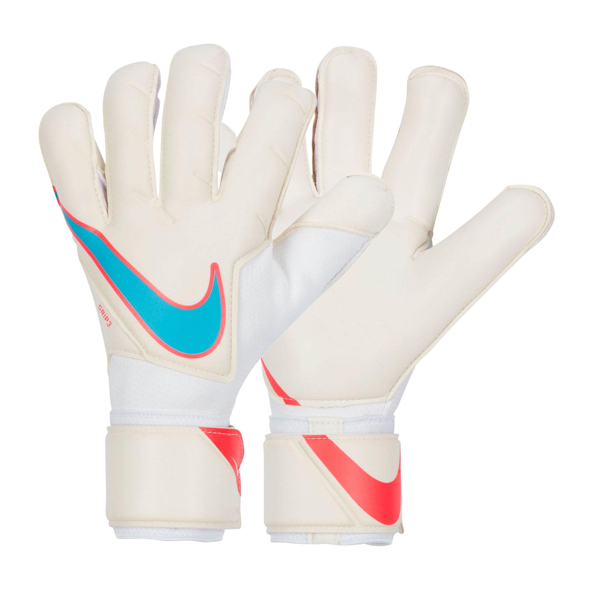 Nike Men's Grip 3 Goalkeeper Gloves White/Baltic Blue、mySite、noshort