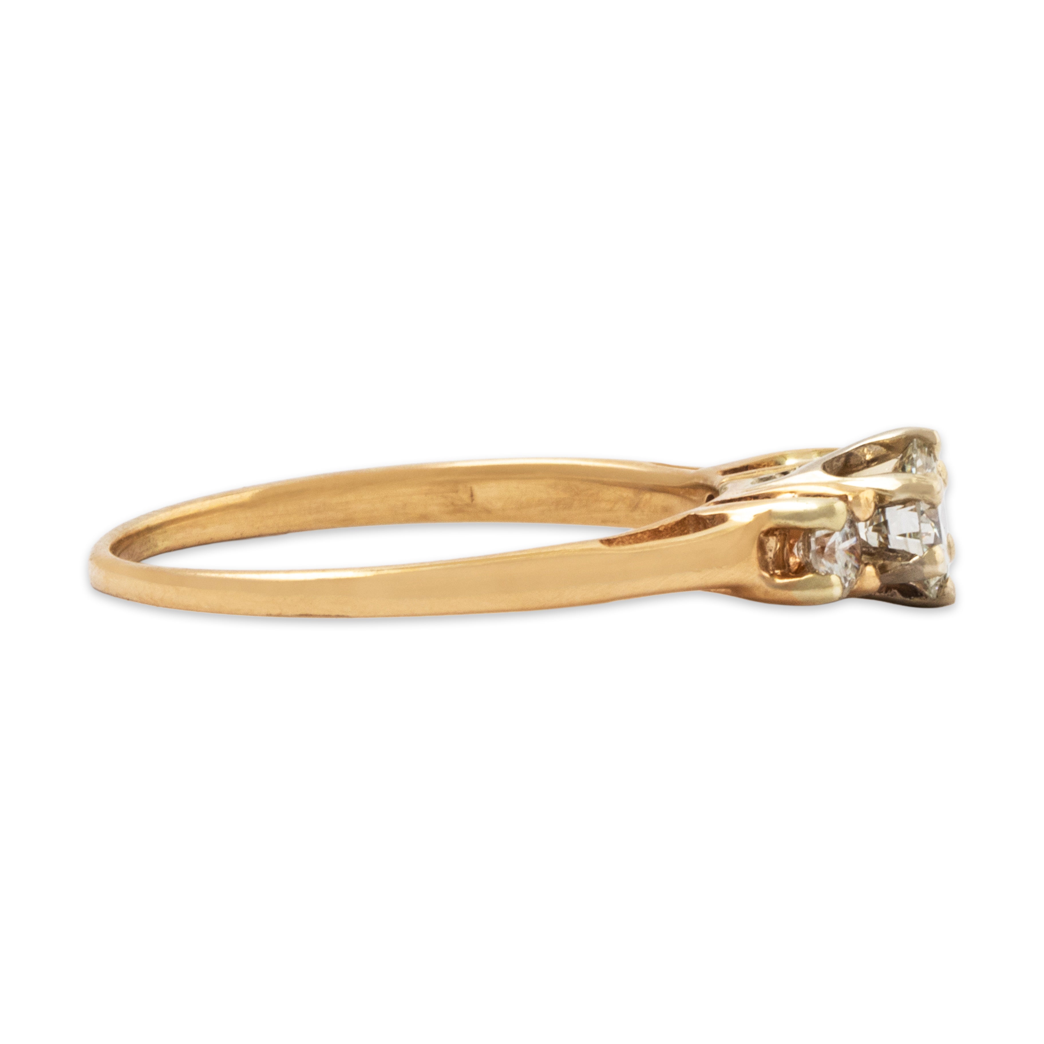 Vintage 14k Yellow Gold .47cttw Diamond Three-Stone Ring 6.00、mySite、hinf8tx79