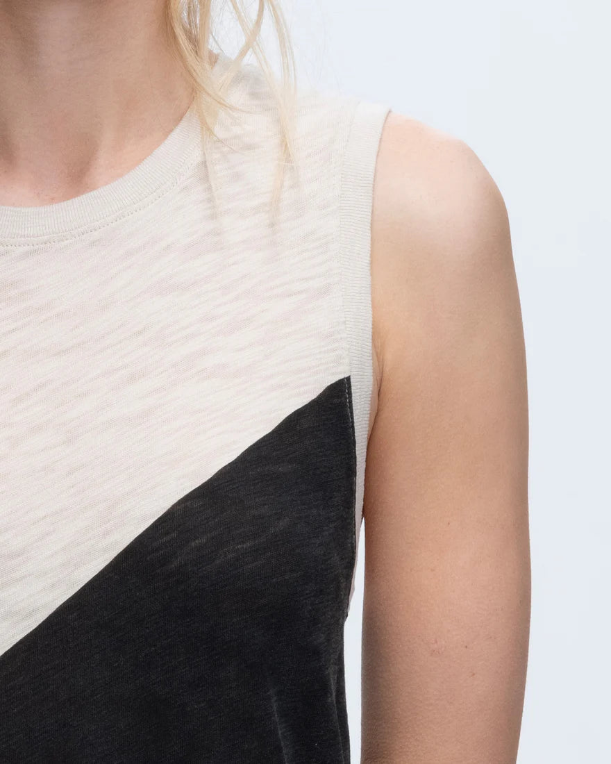 ATM Slub Jersey Sleeveless A-Line Dress with Colorblock、mySite、noshort