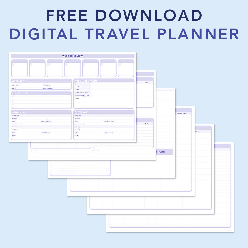 FREE Travel Planner Printable Template、mySite、garagedoors4me
