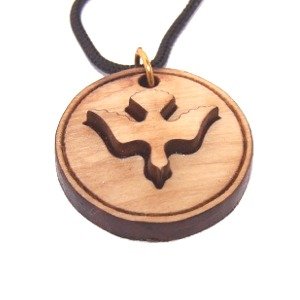 Round shaped Dove 2-Layers Olive wood Laser Necklace (Pendant is : 2.8 cm or、mySite、topwebapps