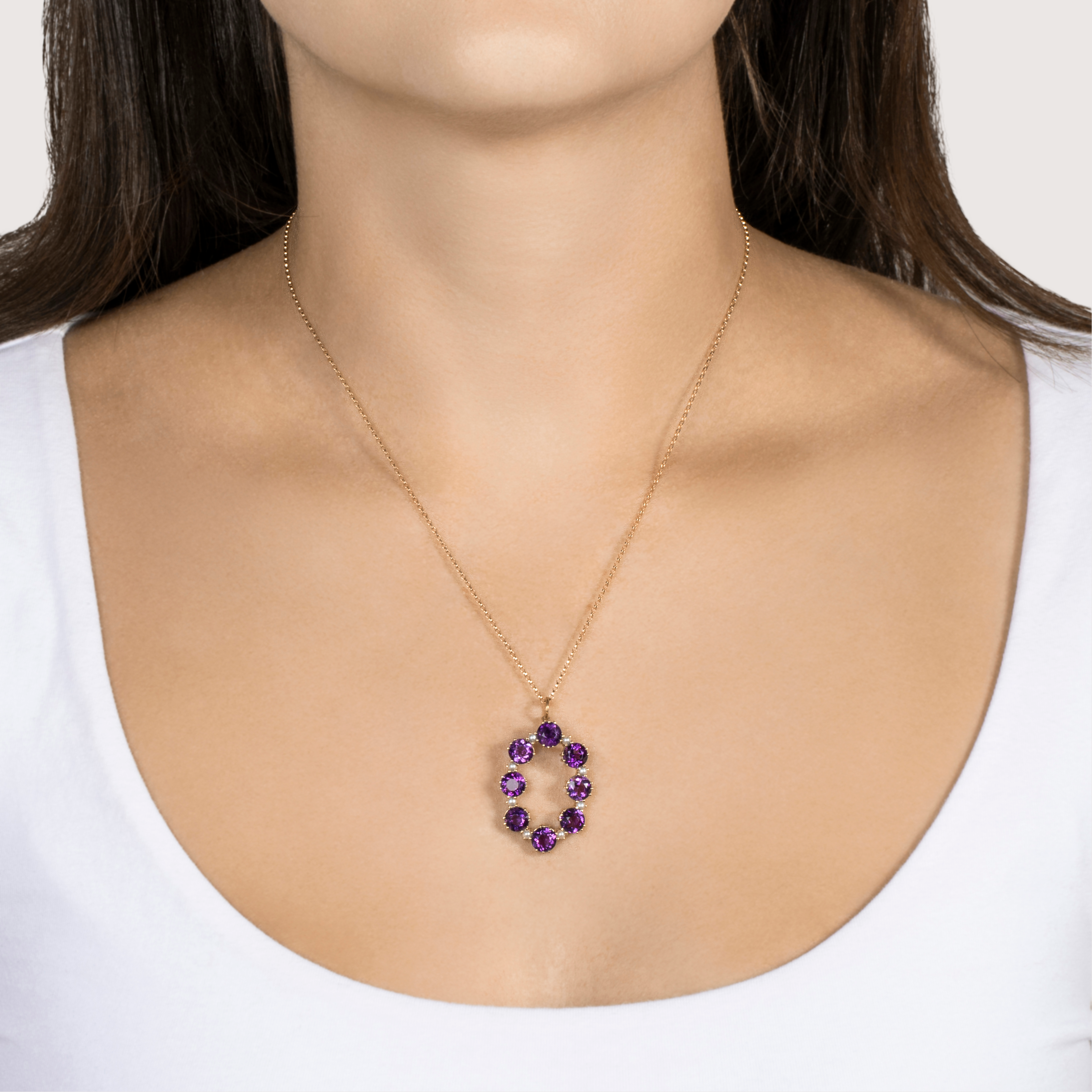 Vintage Large Binder Bros. 14k Yellow Gold 5.76ct Amethyst Pearl Pendant、mySite、hinf8tx79