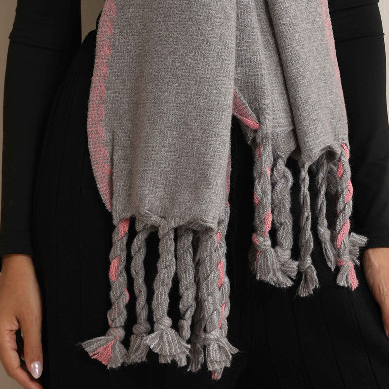 Woolen Solid Stole | Grey、mySite、camillekostekn