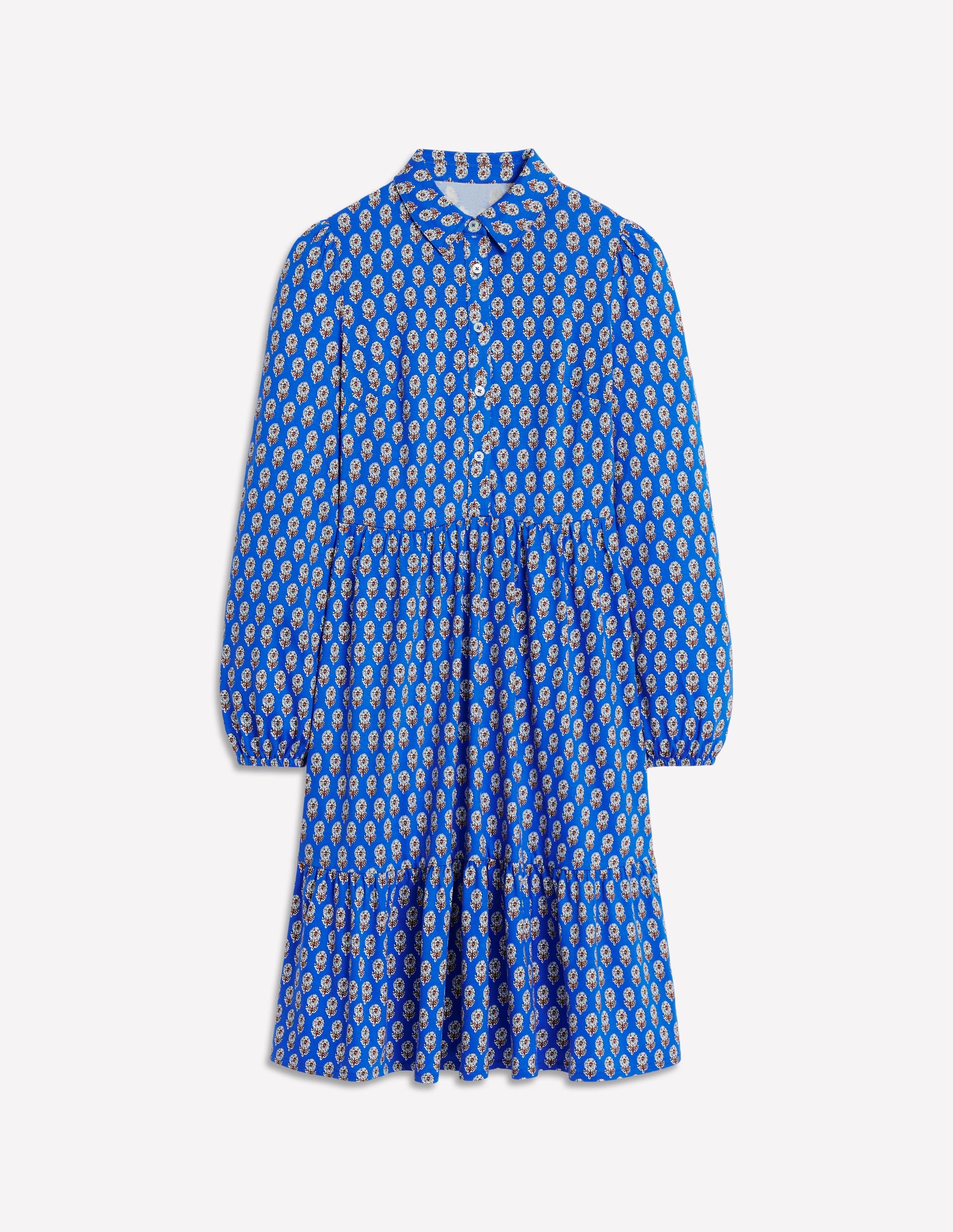  Jemima Tiered Jersey Dress-Gallery Blue, Camellia Stamp、mySite、ashleygrahame