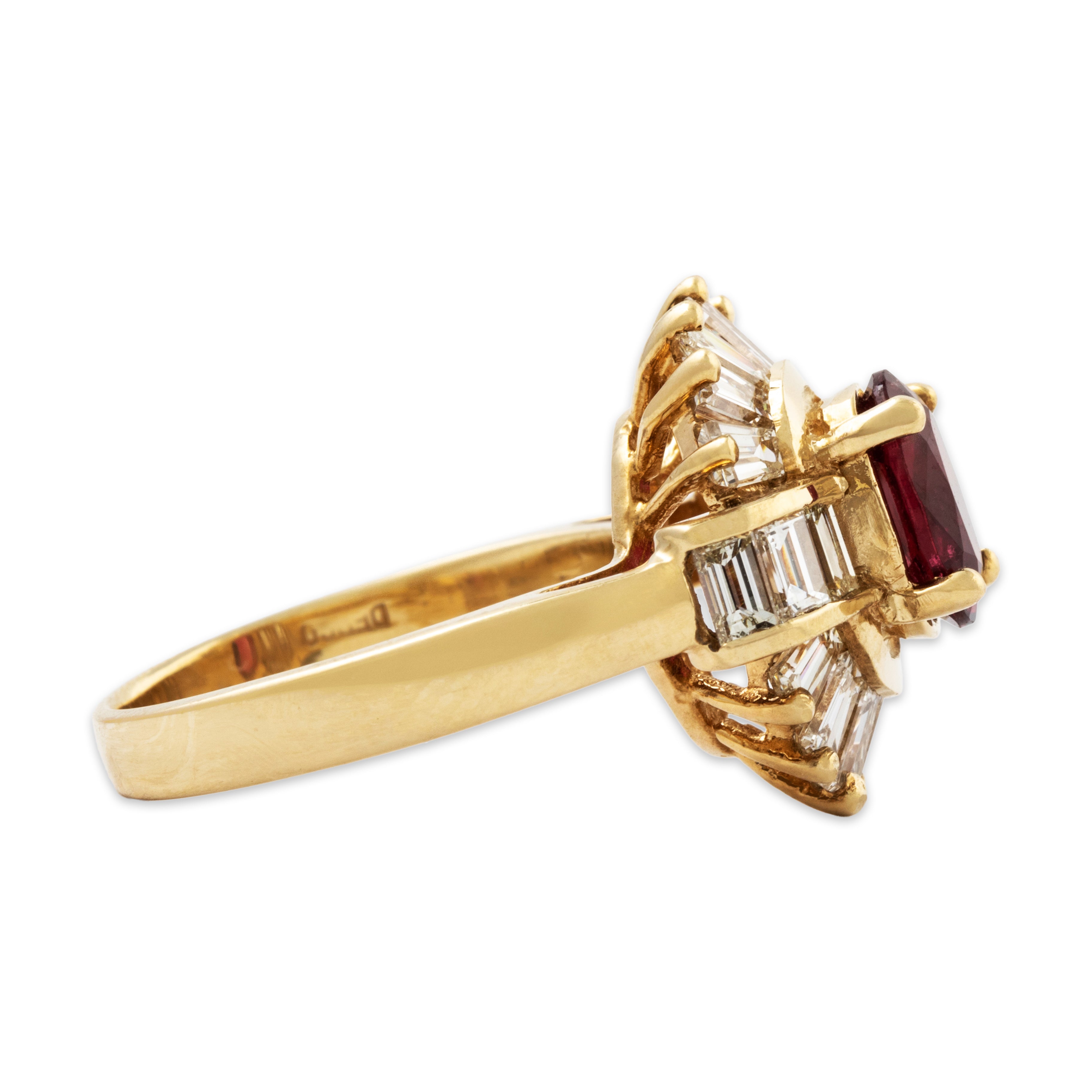 Vintage Stunning 14k Yellow Gold Tourmaline 1.5cttw Diamond Ballerina Halo Ring、mySite、hinf8tx79