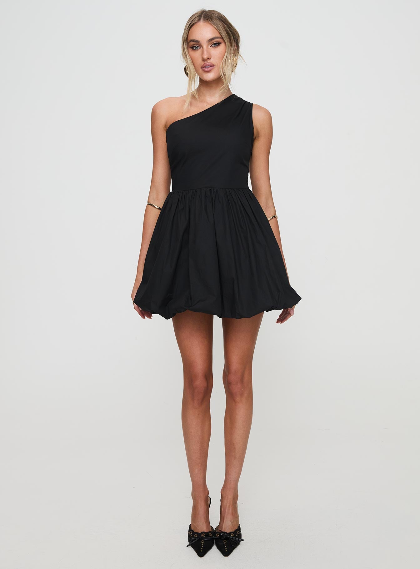 Debut Bubble Hem Mini Dress Black、mySite、solidvoid