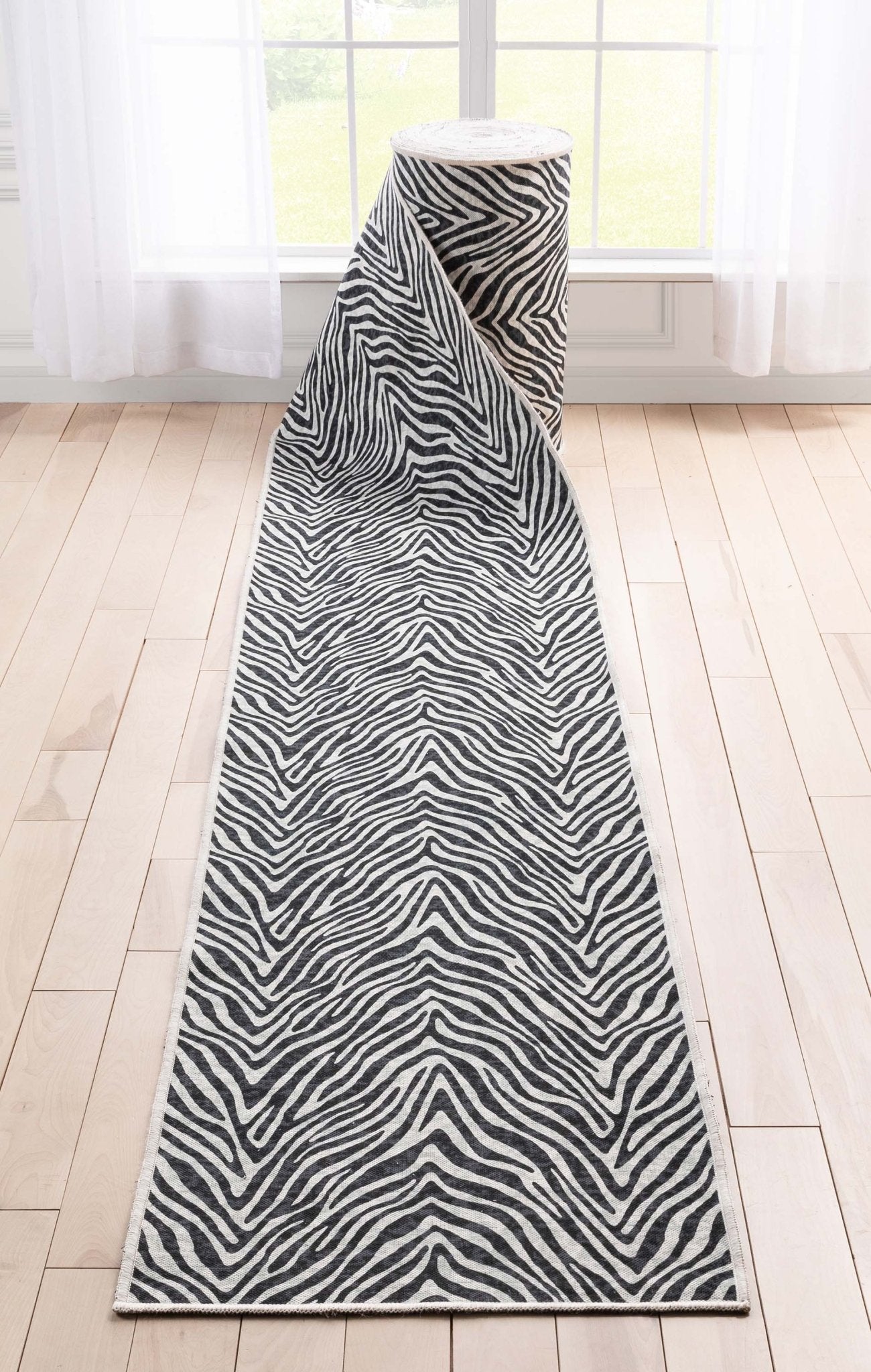 Custom Size Runner Modern Zebra Print Black Choose Your Width x Choose Your Length Hallway Runner Rug、mySite、gigharbornorthrealestate