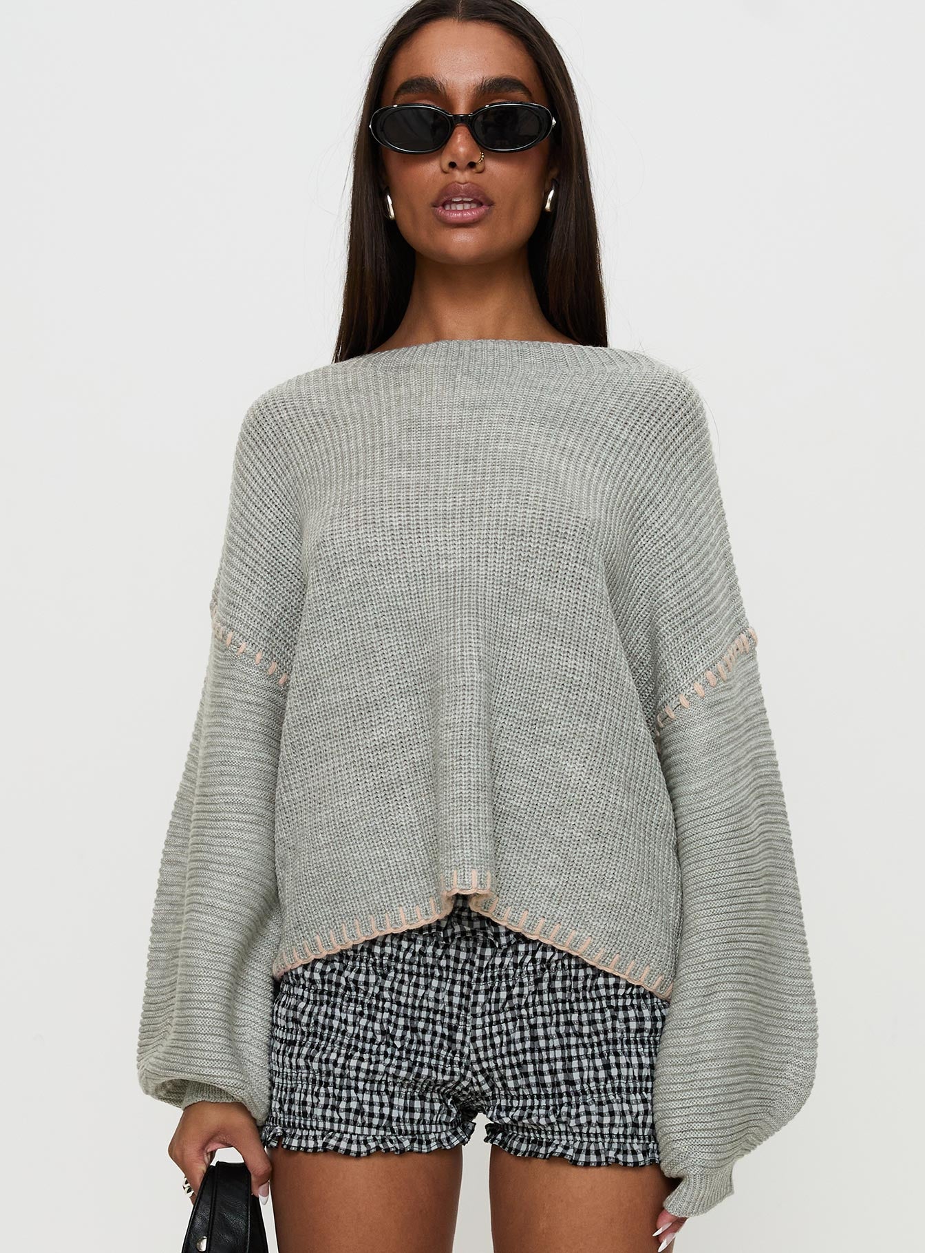 Baby I'm Back Knit Sweater Grey / Pink、mySite、solidvoid