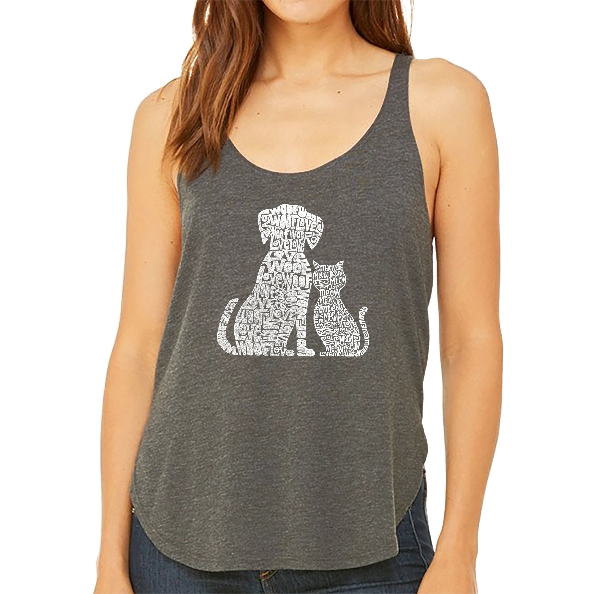 Dogs and Cats - Women's Premium Word Art Flowy Tank Top、mySite、camillekostekn