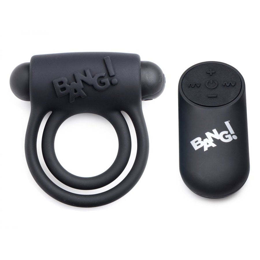 Bang Black Silicone Remote Control Vibrating Cock Ring and Bullet、mySite、bottomscart