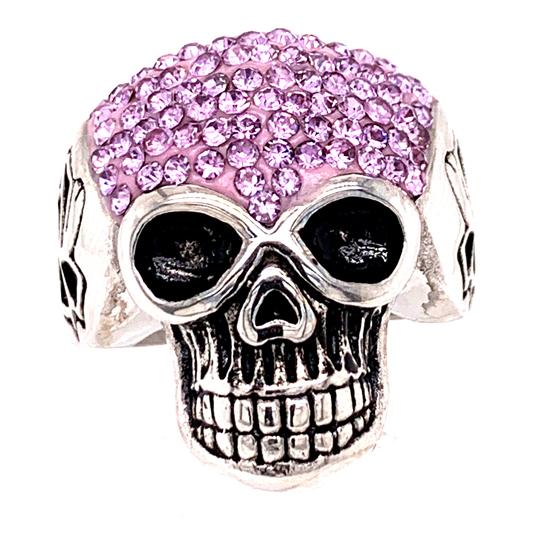 Skull With Tiny Lilac Purple Accent CZ Stones Stainless Steel Ring / SCR3106、mySite、dreamappss