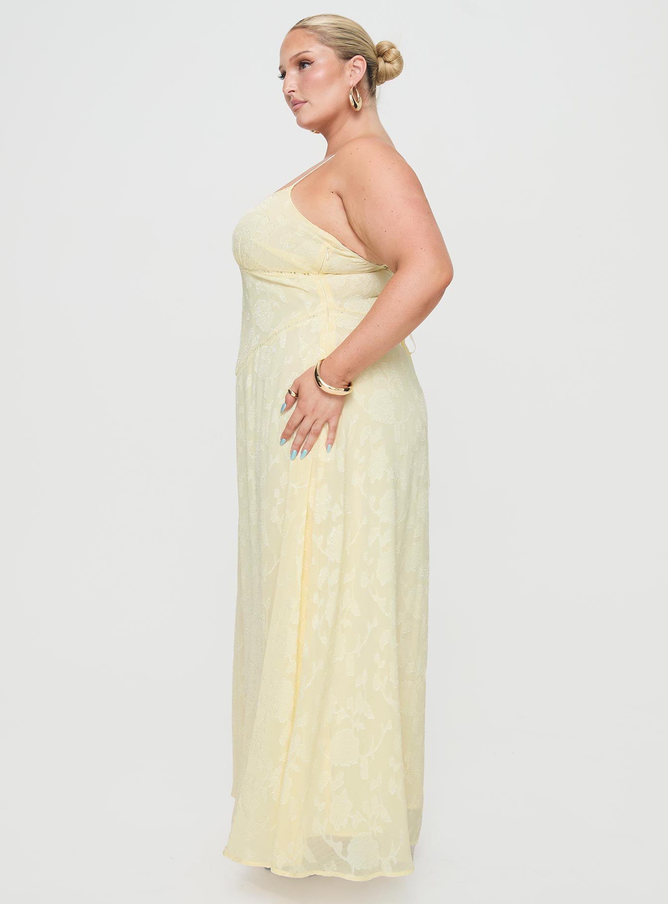 South Of France Maxi Dress Yellow Curve、mySite、solidvoid