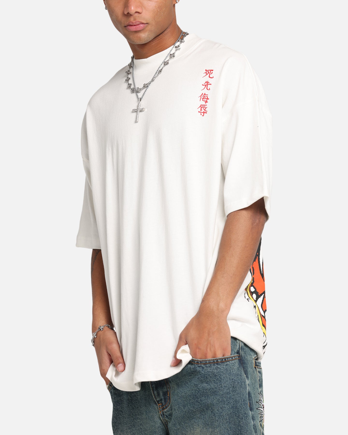 Ed Hardy Tiger Oversized Print T-Shirt Off White、mySite、zt4zffjzw