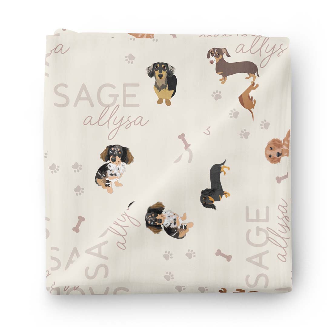  Personalized Baby Name Swaddle Blanket | Dachshund、mySite、layawaytickets