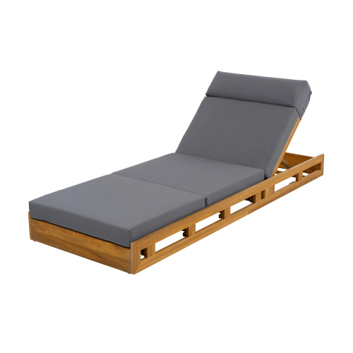 LOUNGE CHAISE SET, ACACIA WOOD WITH WATER-RESISTANT LOUNGE CUSHIONS (CREAM & 4 INCH THICK) - MATCHING DARK GREY VERSION AVAILABLE、、eastwooduniform