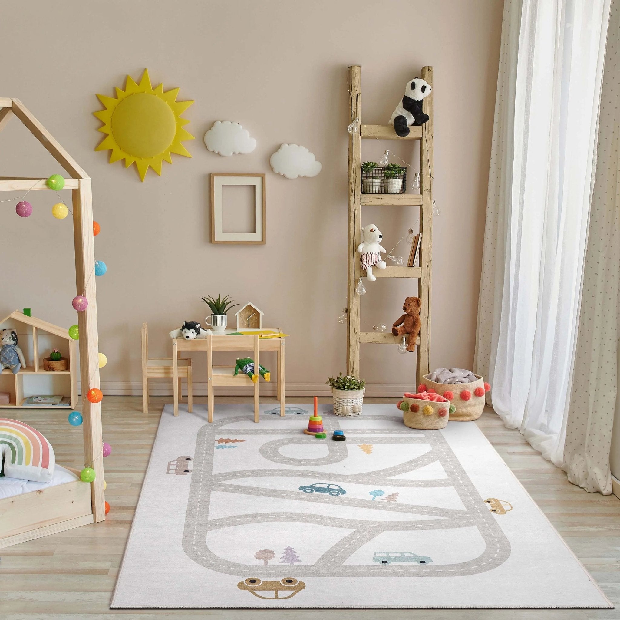 Playful Roads Modern Grey Area Flat-Weave Rug、mySite、gigharbornorthrealestate