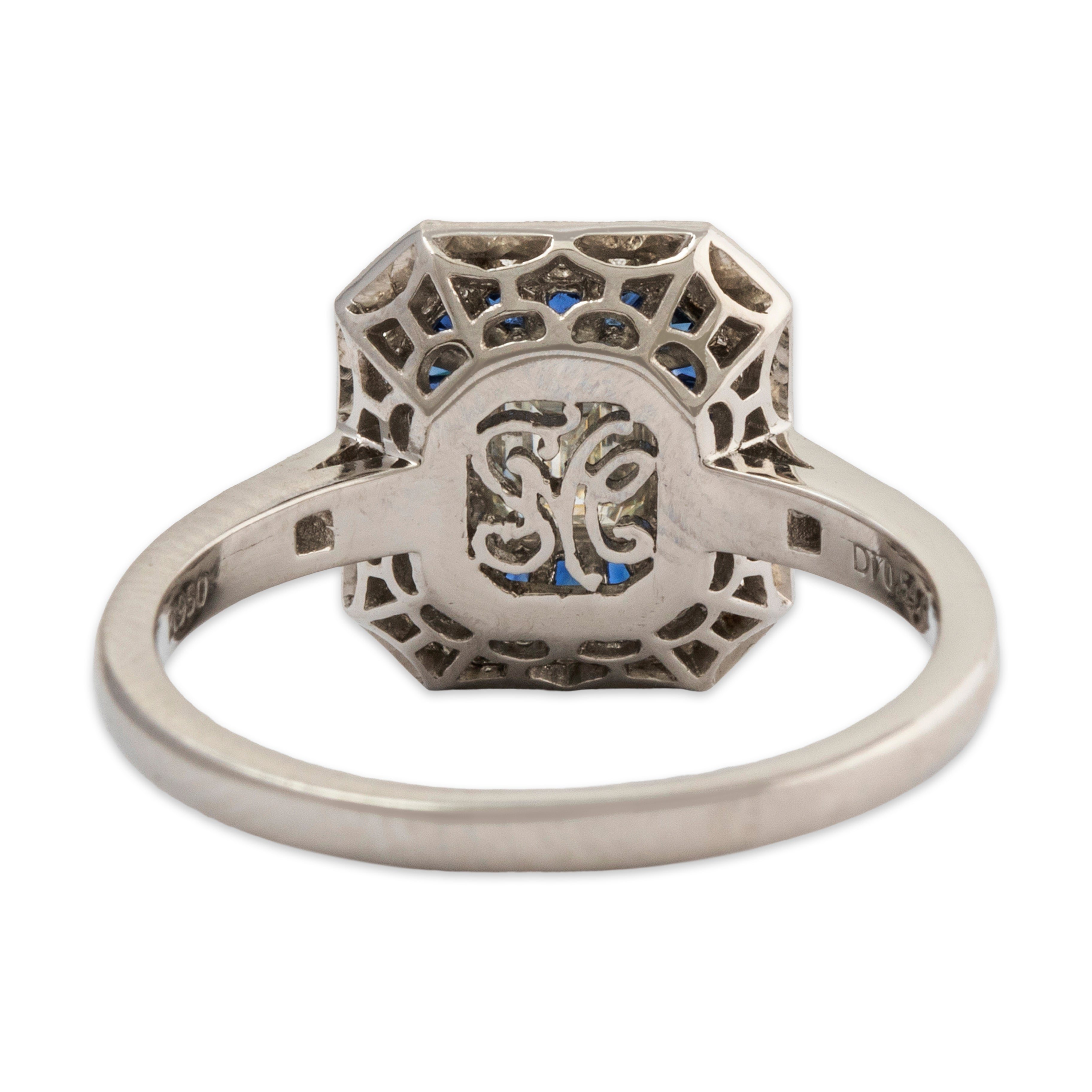 Abbott & Oaks Platinum Diamond Sapphire Art Deco Style Engagement Ring 6.25、mySite、hinf8tx79