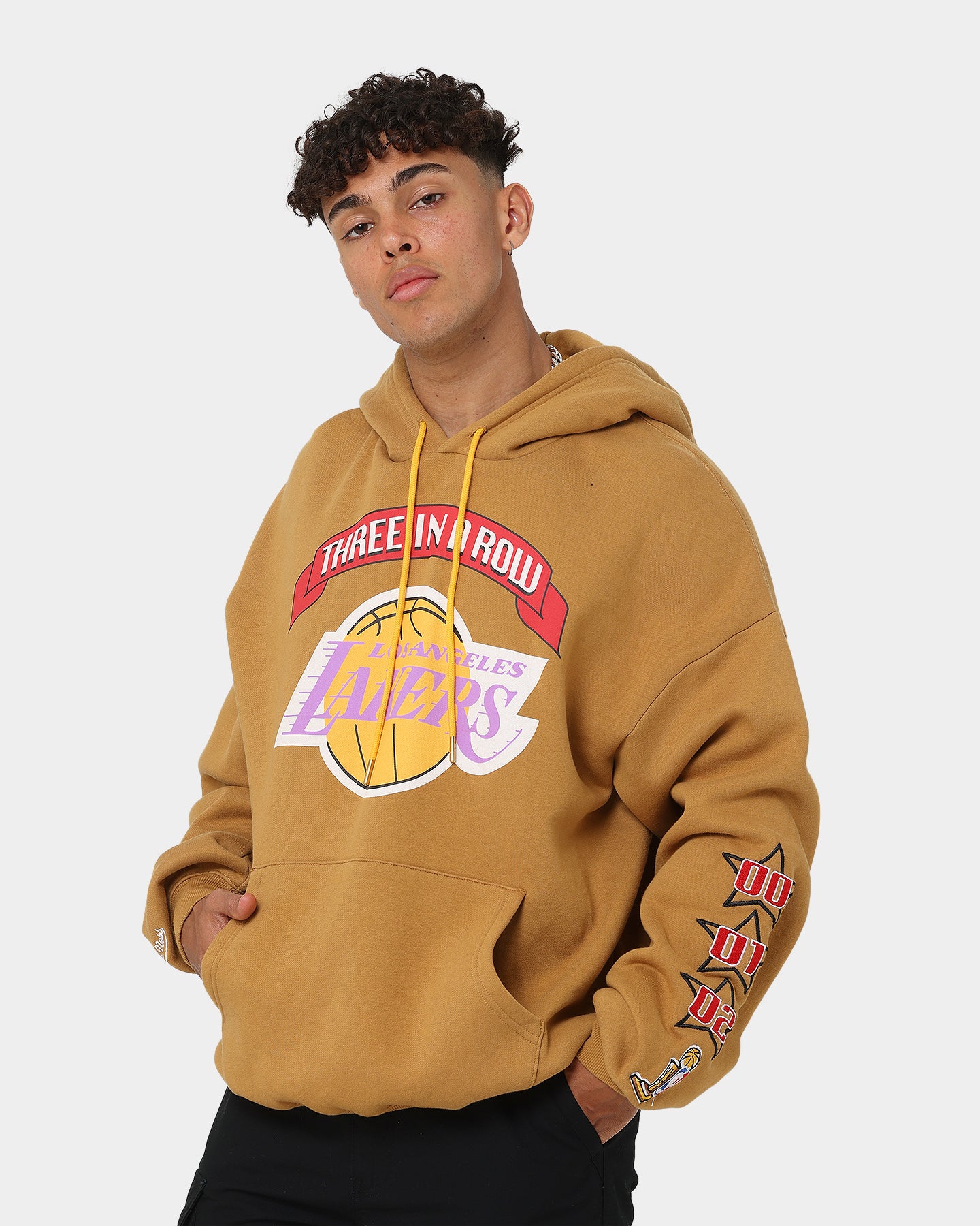Mitchell & Ness Los Angeles Lakers 3-Peat Hoodie Bone Brown、mySite、zt4zffjzw