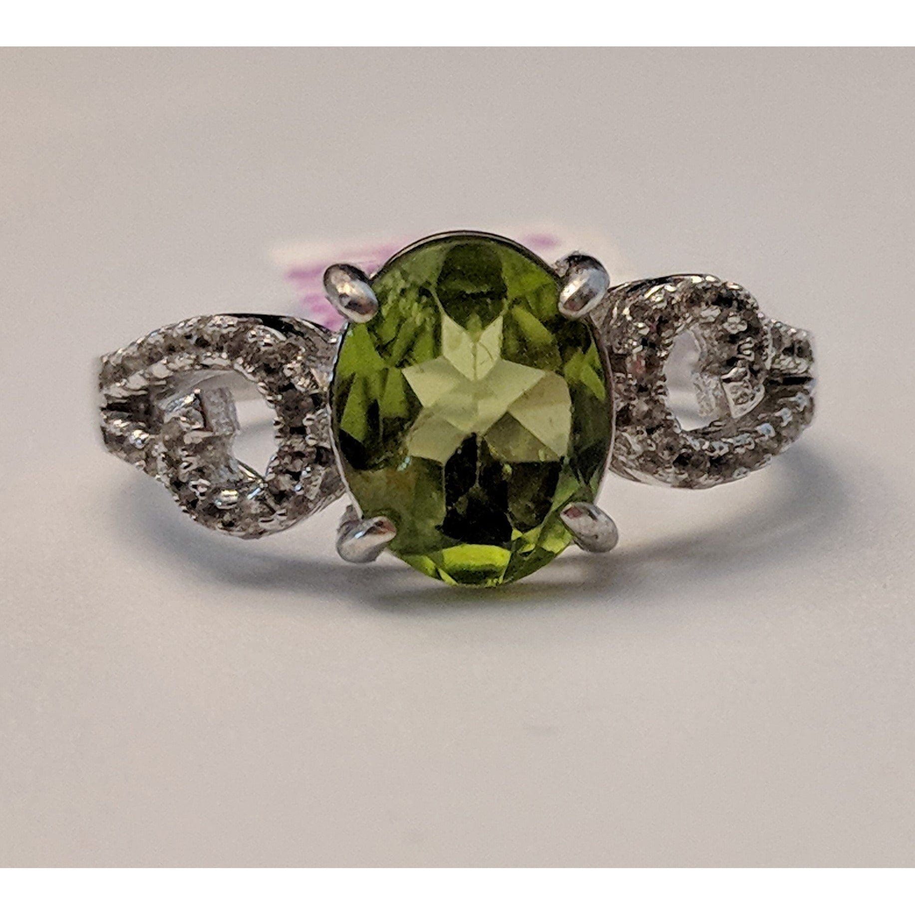 Peridot And Topaz in Platinum Plated Sterling Silver, Gorgeous Ring! Size 6.5、mySite、g9winljtr