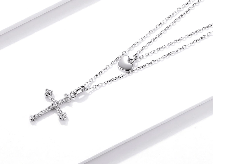 Double Strand Cross and Heart Necklace Gorgeous!、mySite、g9winljtr