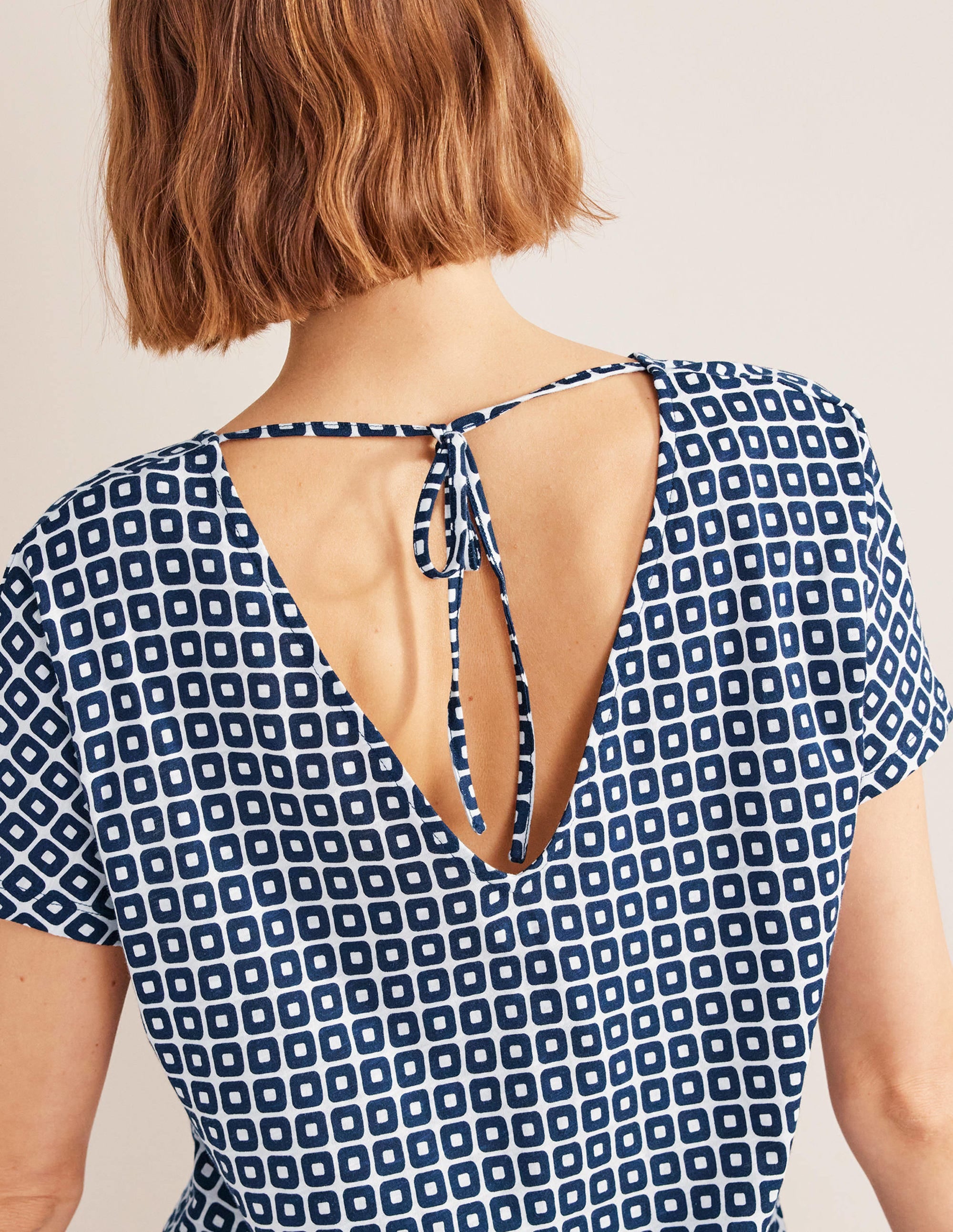  Tie Back Jersey Top-French Navy Cube、mySite、ashleygrahame