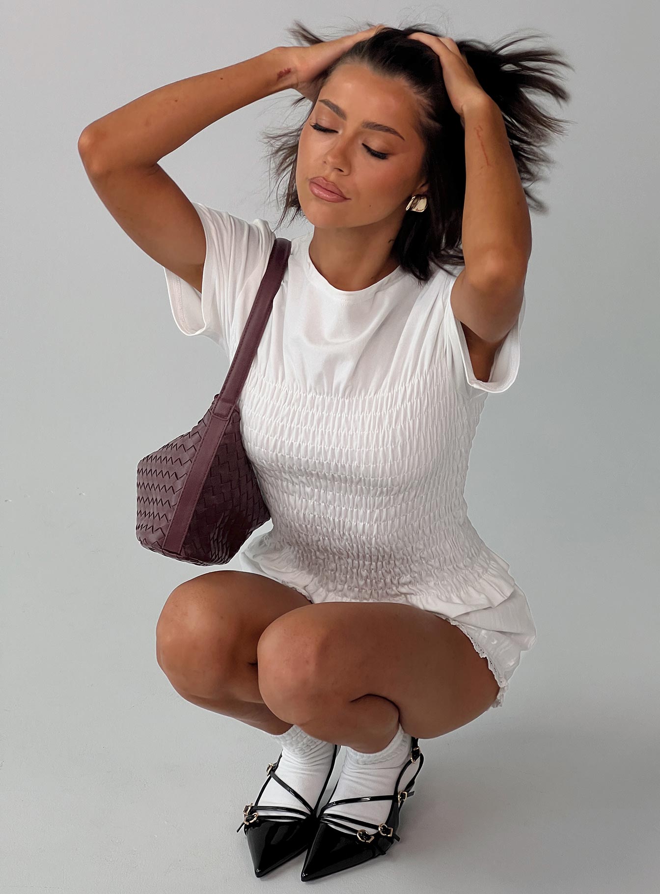 Maybe Tomorrow Ruched Top White、mySite、solidvoid