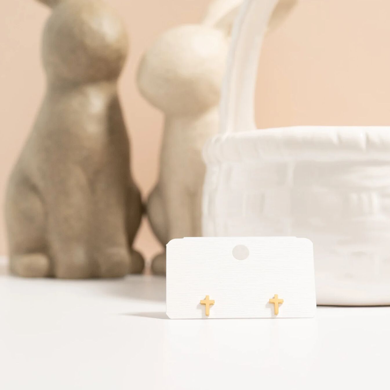 18K Gold PVD Stainless Steel Cross Stud Earrings / ERJ0058、mySite、dreamappss