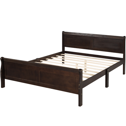 Wood Platform Bed Twin Bed Frame Mattress Foundation Sleigh Bed with Headboard/Footboard/Wood Slat Support、、casual