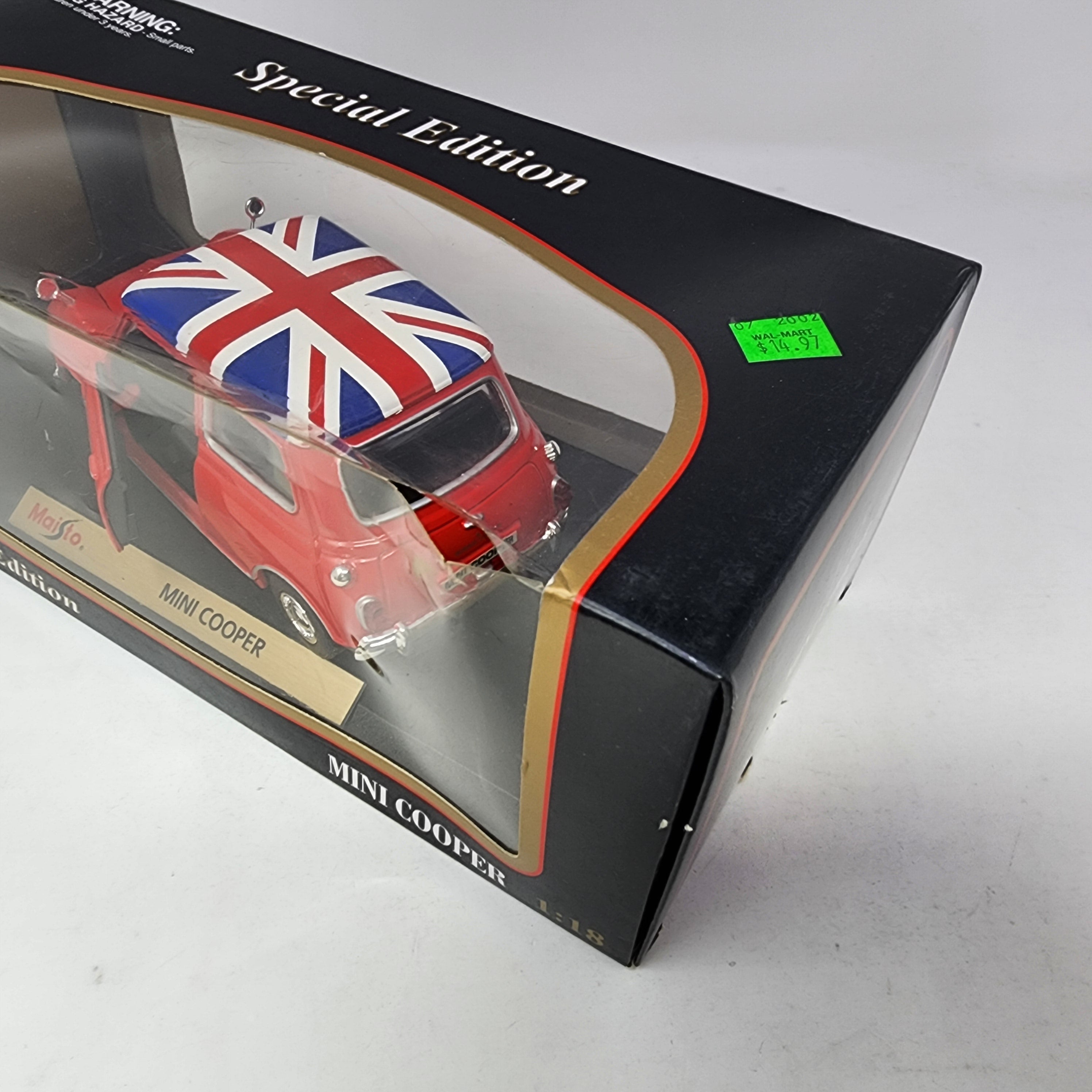 Mini Cooper * RED w/ UK Flag Roof * Maisto Special Edition 1/18 Scale、mySite、hgirdovlk
