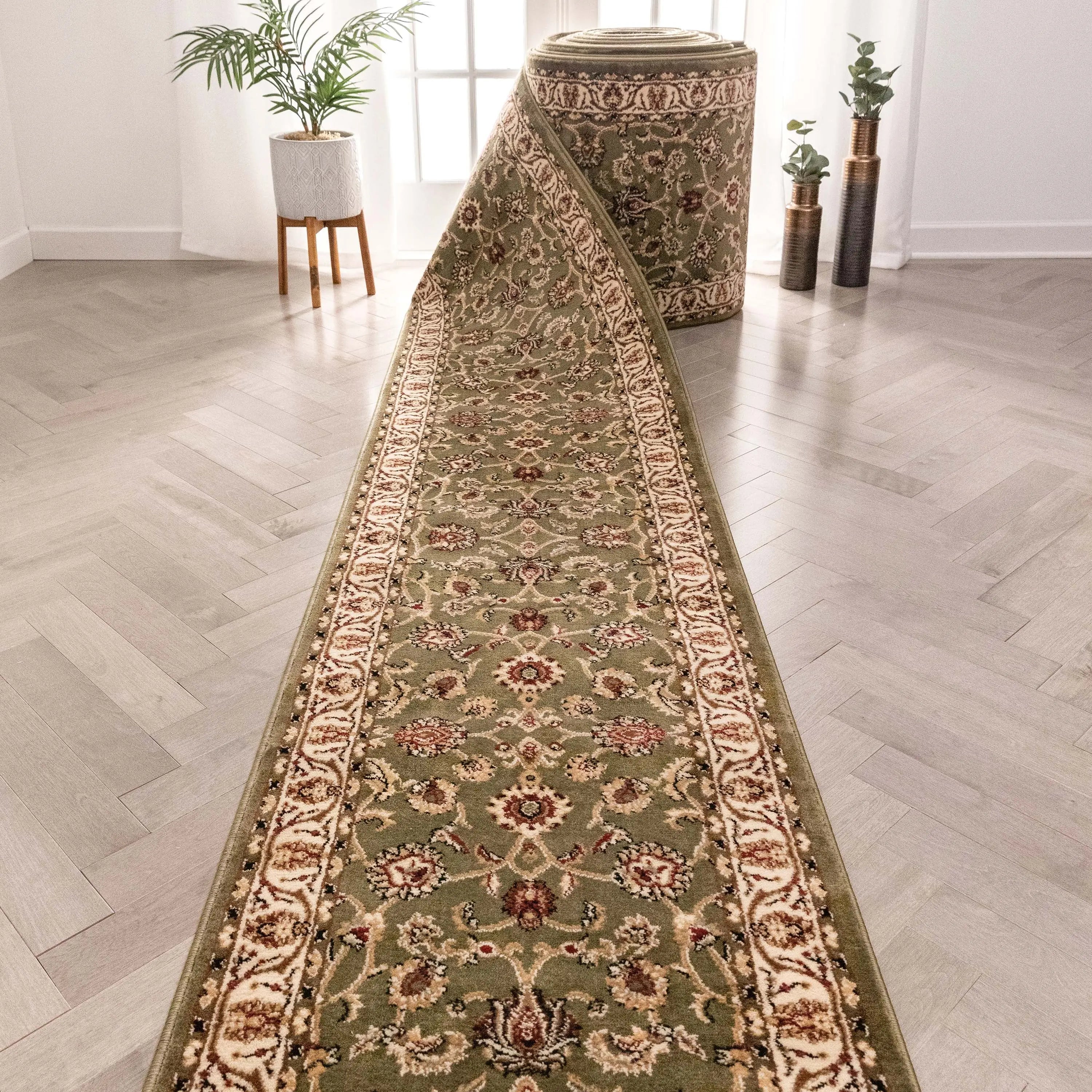 Sarouk Custom Size Runner Traditional Green 27 Inch Wide x Choose Your Length Hallway Runner Rug、mySite、gigharbornorthrealestate