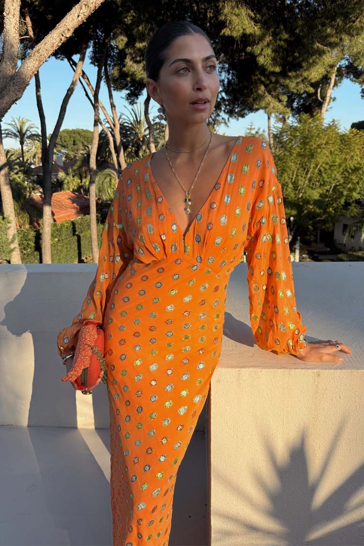 Coral Multi Foil Emma Dress、mySite、solidvoid