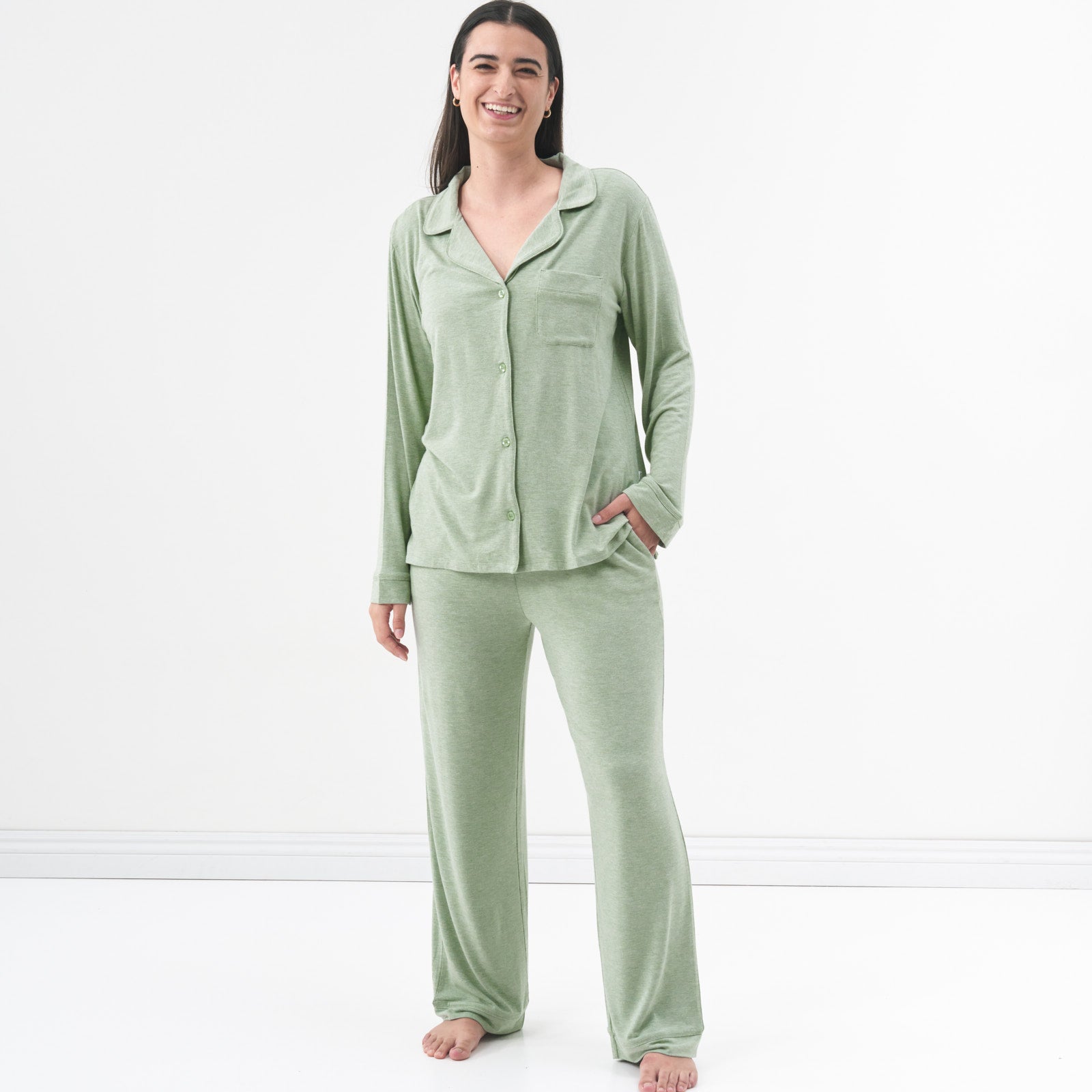  Heather Sage Women's Long Sleeve Pajama Set、mySite、layawaytickets